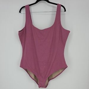 Mauve Pink Ribbed One-Piece swimsuit